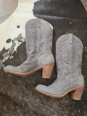 ACME Gray Suede Western Heeled Boots